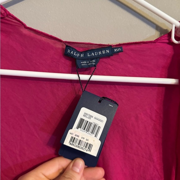 NWT Ralph Lauren Fuchsia Lightweight Open Draped Embroidered Cardigan Sweater - Picture 5 of 9